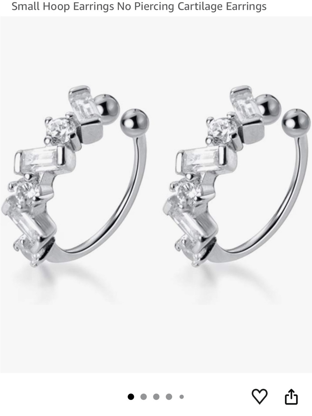 Silver Crystal Accent Small Hoop Earrings - Clip-On Comfort